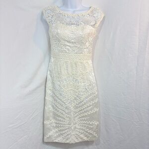 Sue Wong Cream Lace Mini Dress
